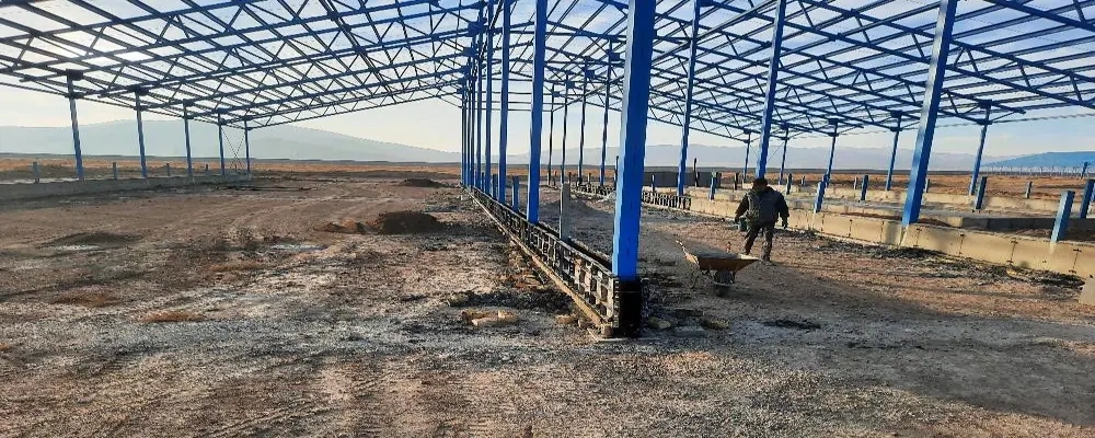 مراحل پایانی عملیات قالب‌ بندی دیوار سر آخور زایشگاه در پروژه 6000 رأسی ملایر