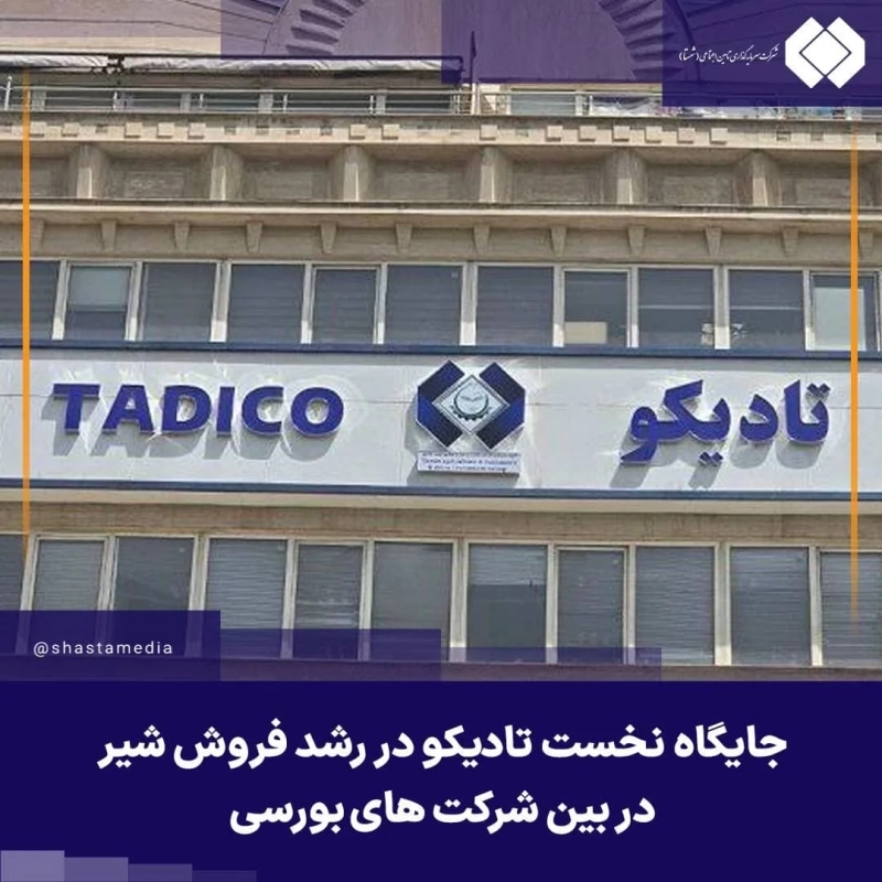 جایگاه نخست تادیکو در رشد فروش شیر در بین شرکت‌های بورسی