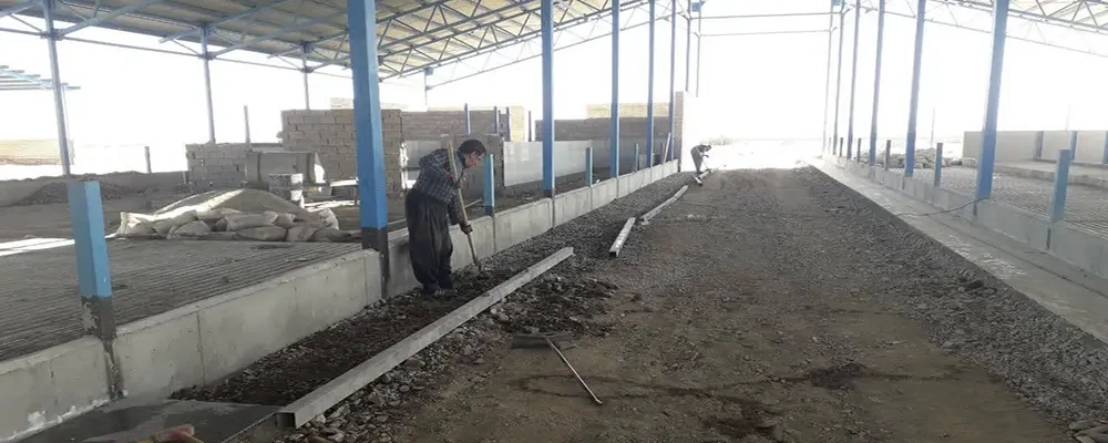 عملیات آماده سازی قالب بتن سر آخور زایشگاه در پروژه 6000 رأسی ملایر