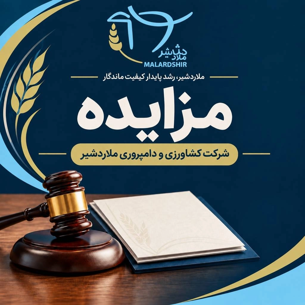 مزایده واگذاری طرح دامداری 6000 راس مولد شرکت کشاورزی و دامپروری ملارد شیر